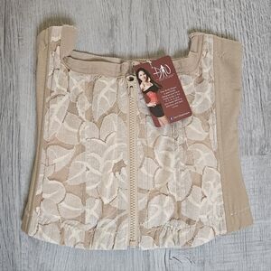 Duo Body Shaper Waist Trainer Small Nude Lace Cincher Corset Zipper Hook & Eye